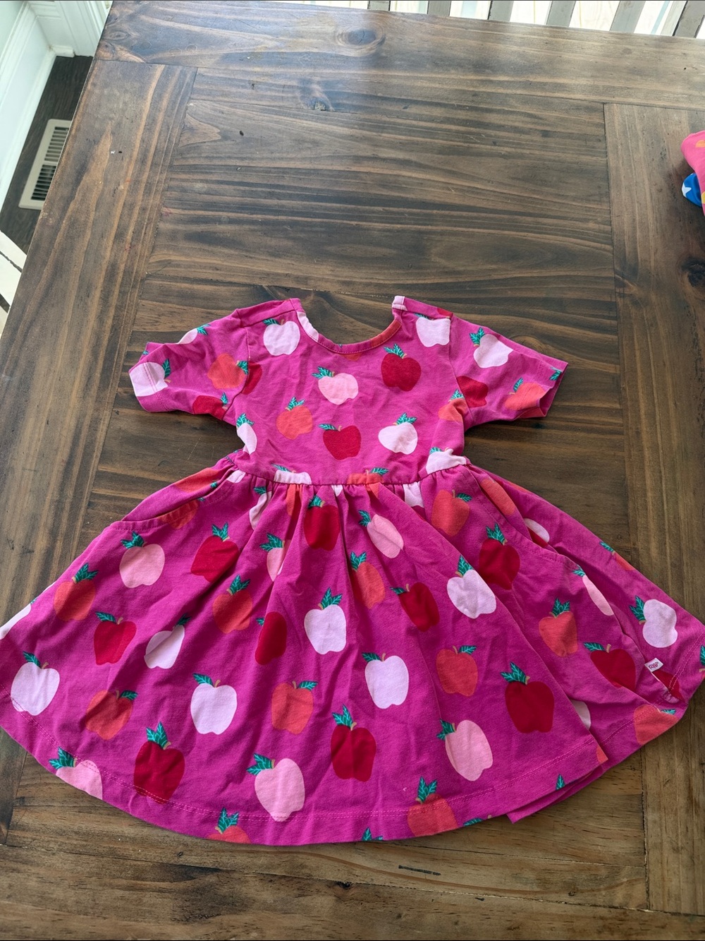 Ruffle Butts Pink Apple Print Twirl Dress